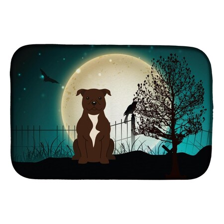 Carolines Treasures Halloween Scary Staffordshire Bull Terrier Chocolate Dish Drying Mat BB2238DDM